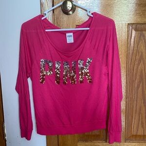 Victoria’s Secret PINK gold and silver sequin long sleeve lightweight flowy top